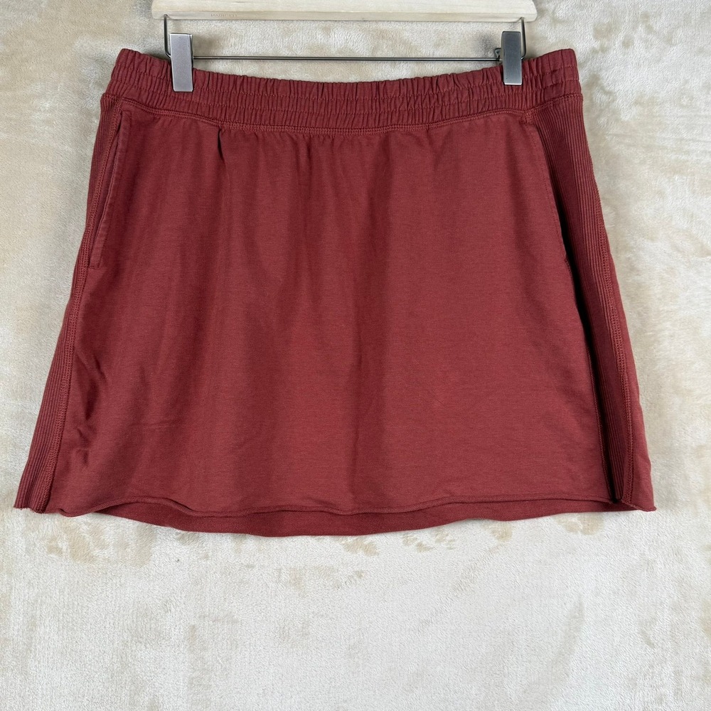 OFFLINE by Aerie Womens Rust‎ Red Ribbed Side Skirt Size Large Activewear Pocket